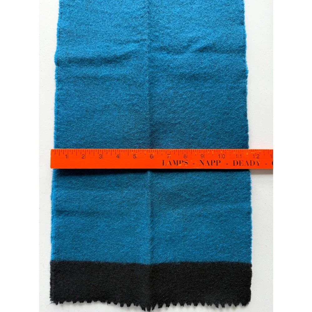 Vtg Honey Collection 100% Wool Scarf Blue Green Back  Reversible Made in Japan